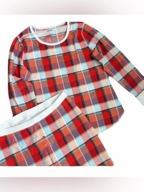 Old Navy Red Plaid Thermal Pajama Set XL Waffle Knit Jogger Lounge Set